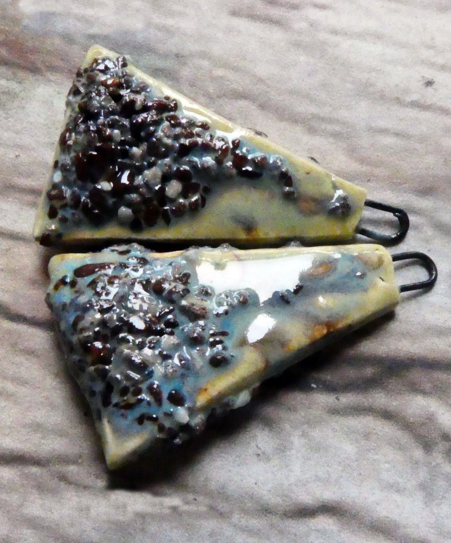 Ceramic Coarse Sandy Wedge Charms- Blue Agate