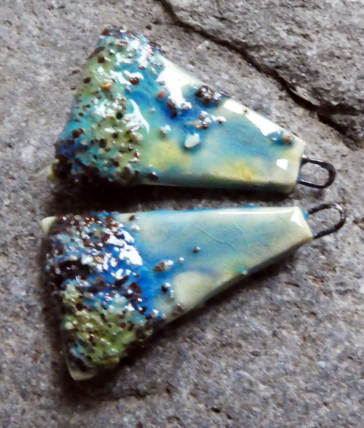 Ceramic Coarse Sandy Wedge Charms- Blue Azure