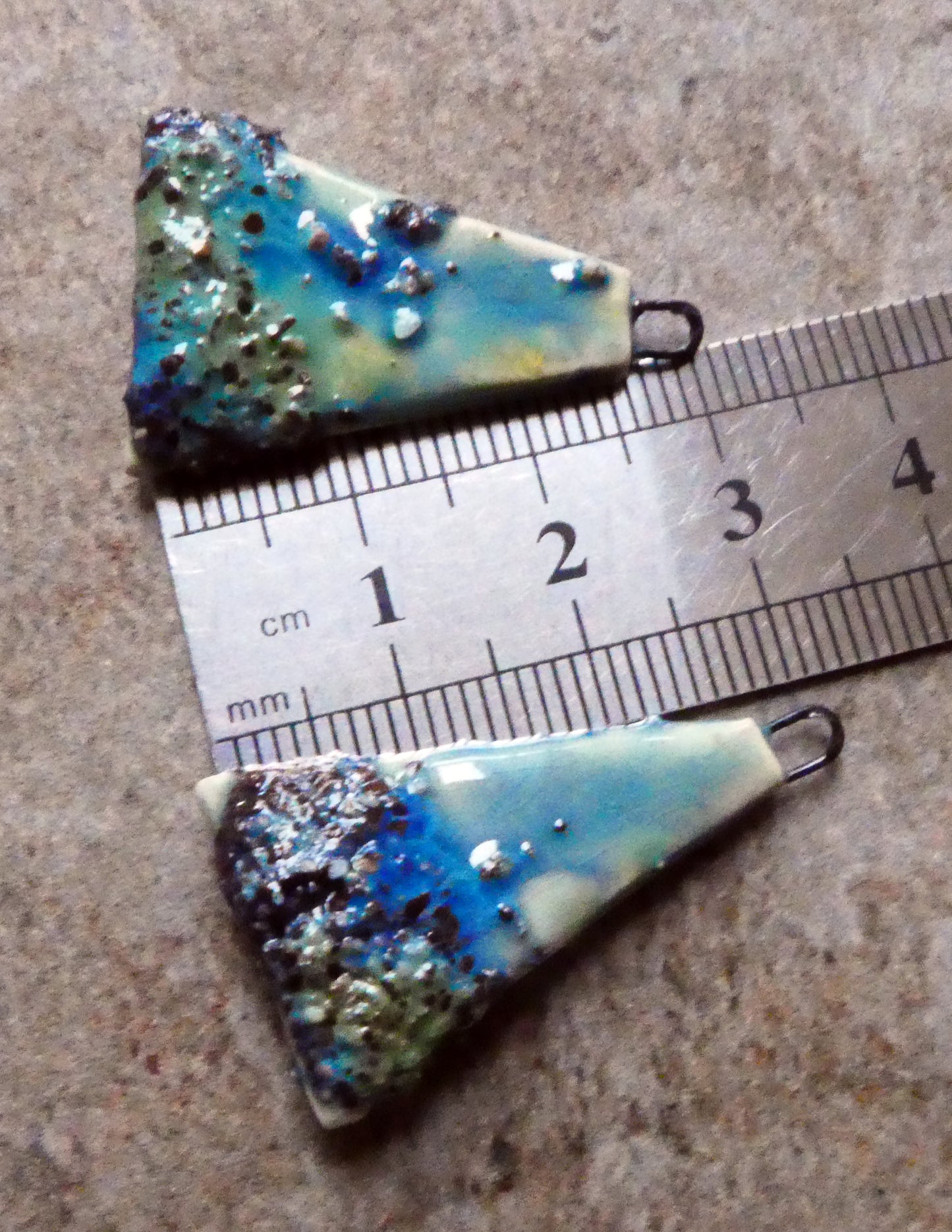 Ceramic Coarse Sandy Wedge Charms- Blue Azure