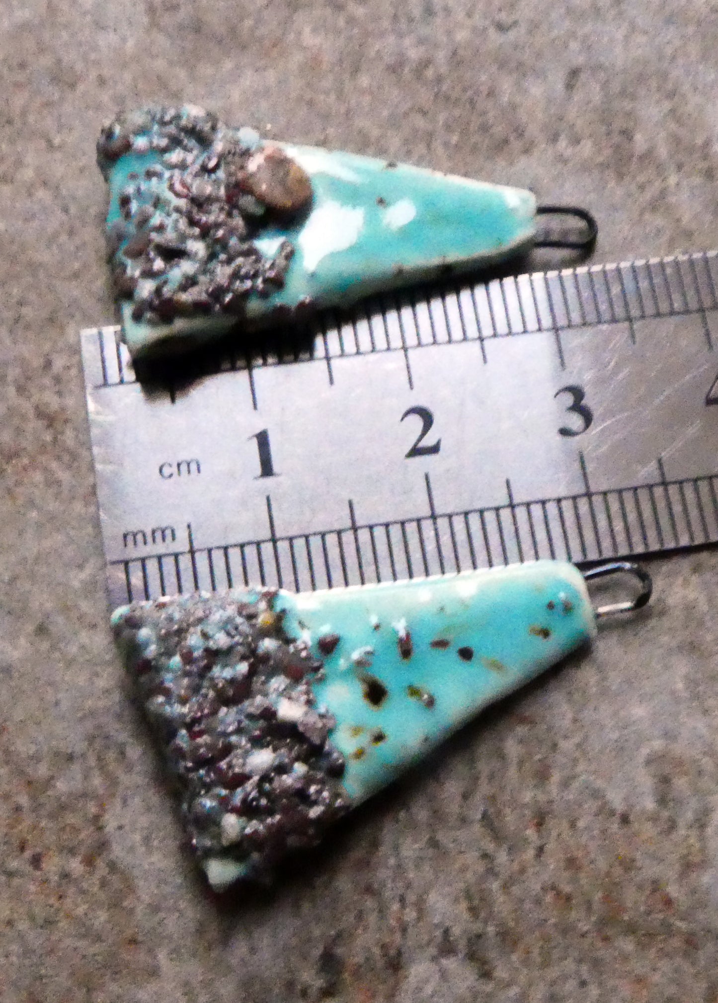 Ceramic Coarse Sandy Wedge Charms- Blue Guppy