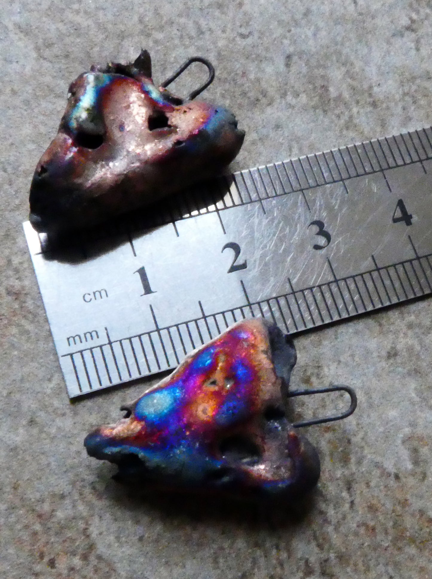 Ceramic Scorched Decayed Heart Earring Charms