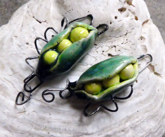 Ceramic Peapod Earring Connectors