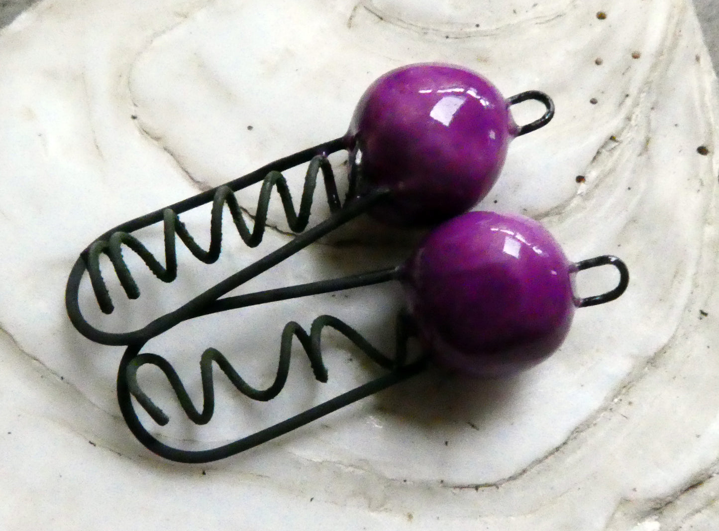 Ceramic Springy Bobble Earring Connectors -Grapel