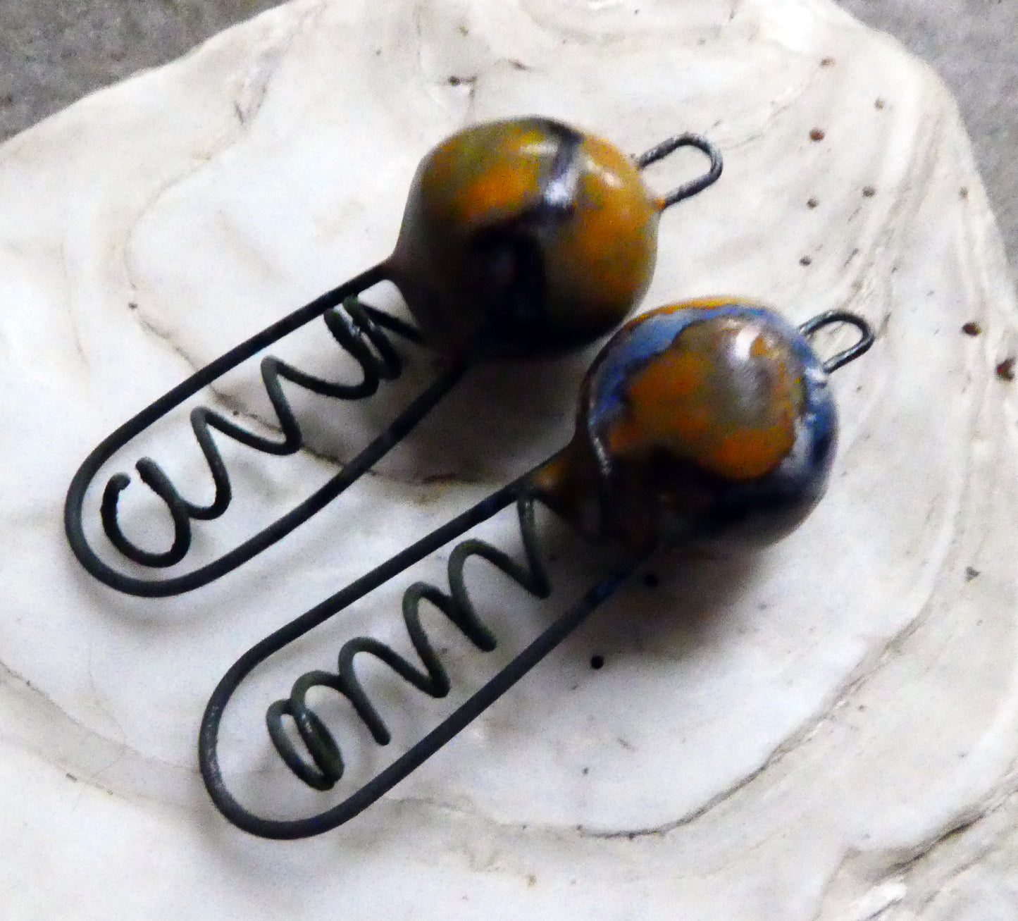 Ceramic Springy Bobble Earring Connectors -Outer Space