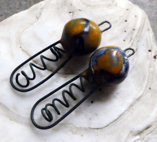 Ceramic Springy Bobble Earring Connectors -Outer Space