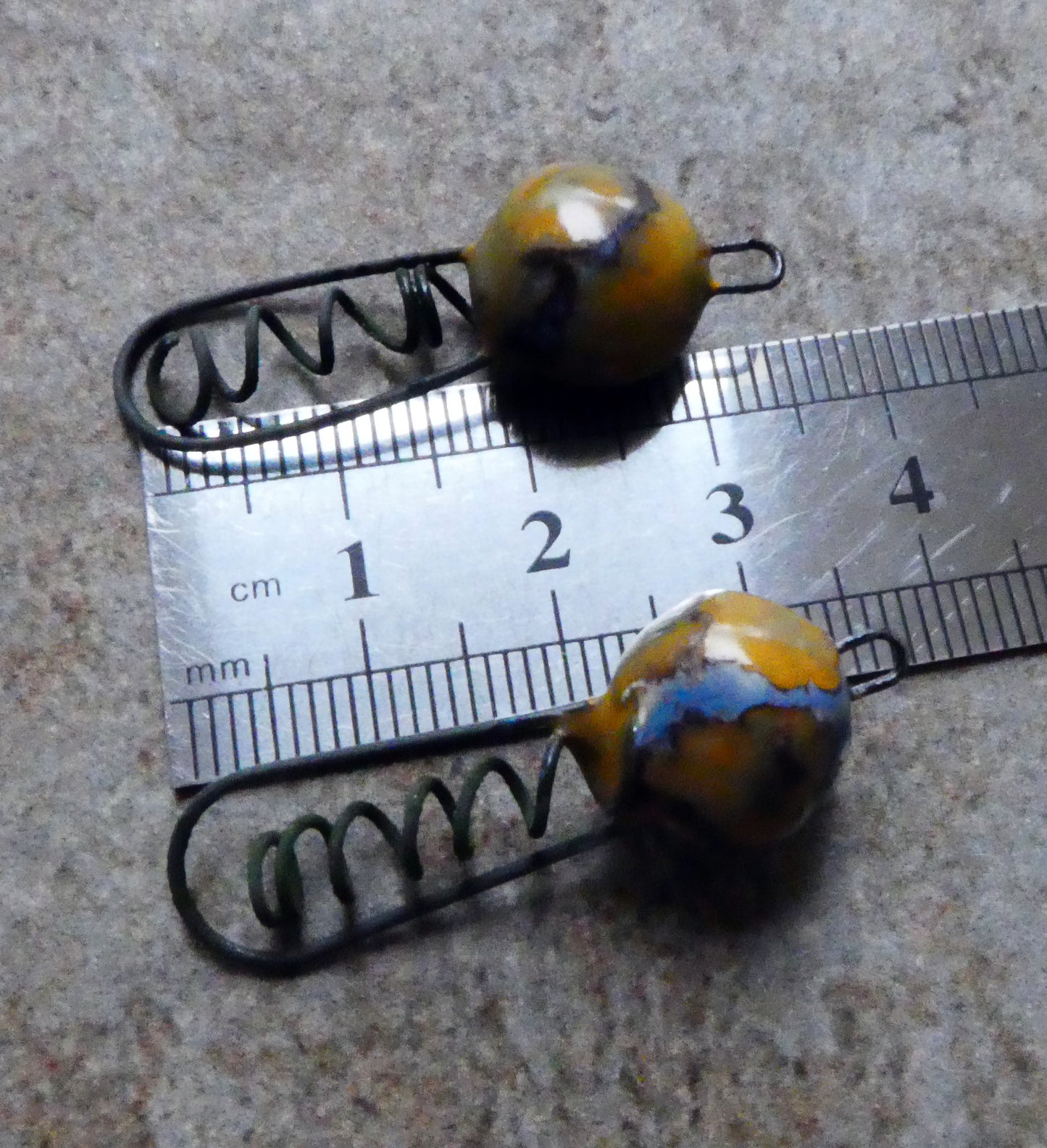 Ceramic Springy Bobble Earring Connectors -Outer Space