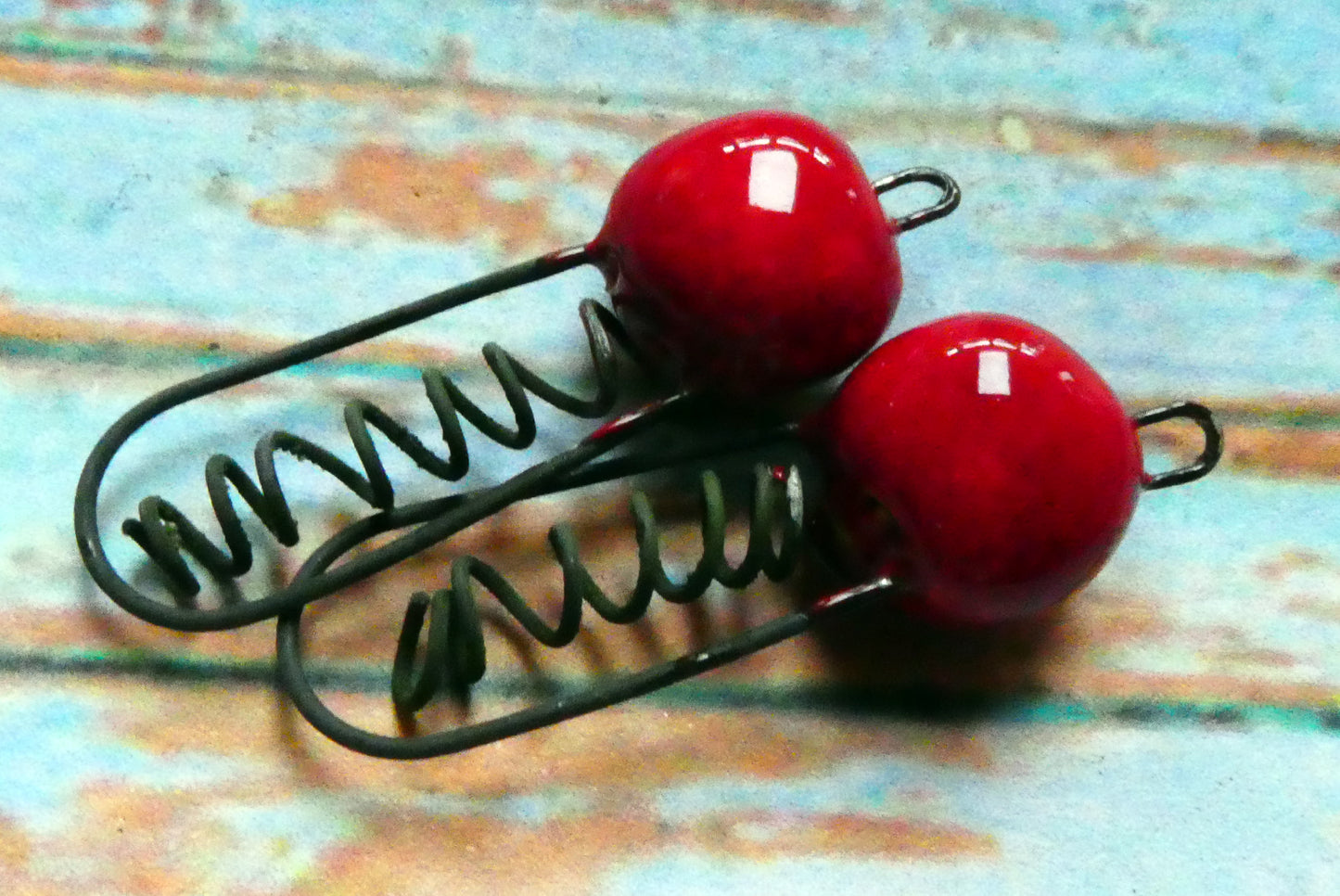 Ceramic Springy Bobble Earring Connectors -Red