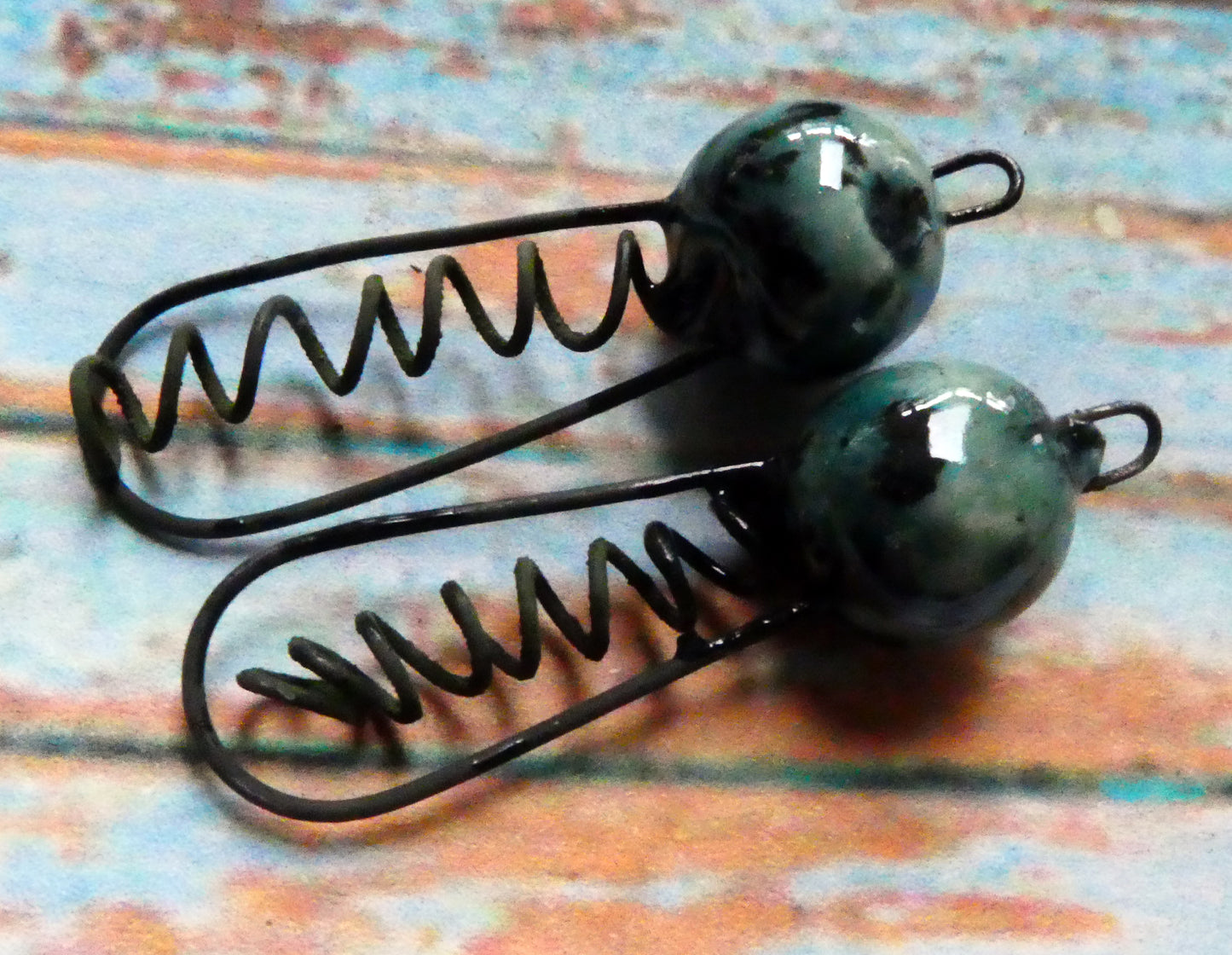 Ceramic Springy Bobble Earring Connectors -Ocean Mist