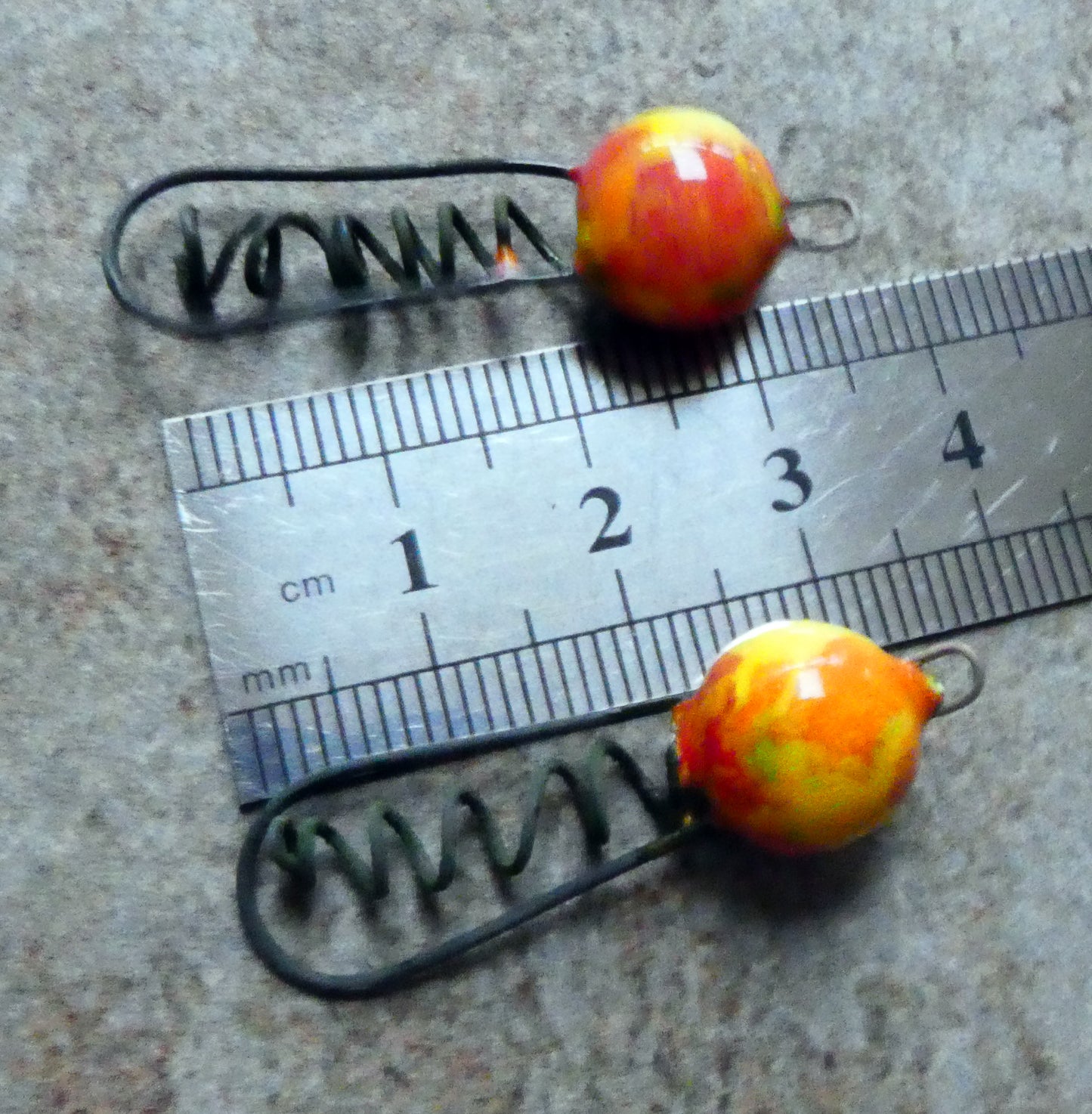 Ceramic Springy Bobble Earring Connectors -Sassy Orange