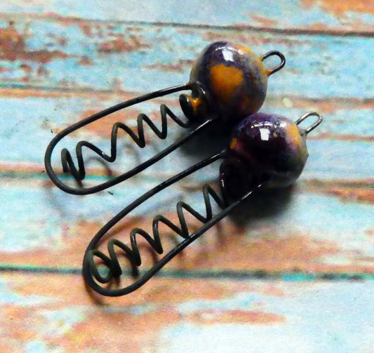 Ceramic Springy Bobble Earring Connectors -Sailors Delight