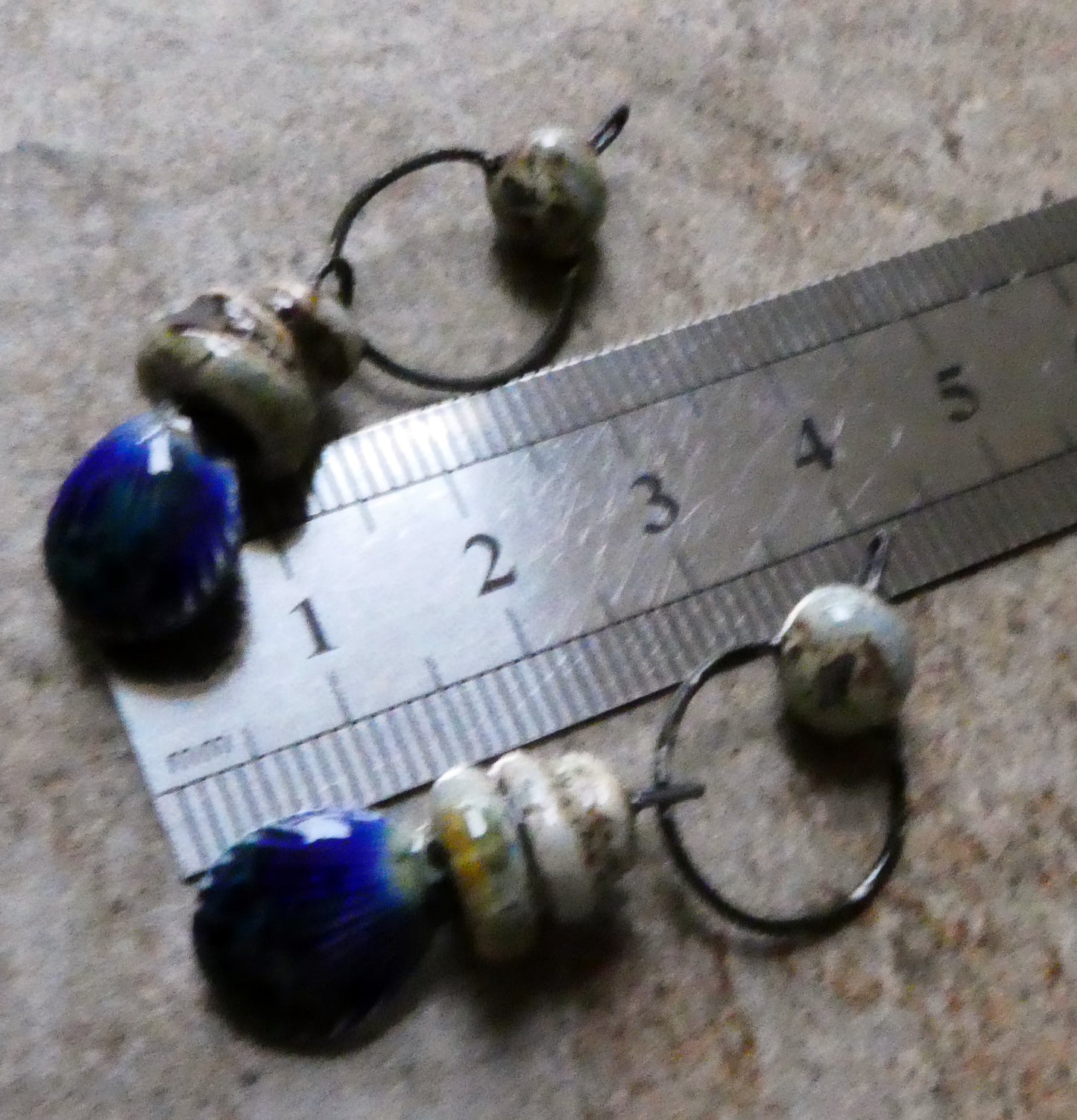 Ceramic Pebble and Shell Hoopy Dangles - Monets Pond
