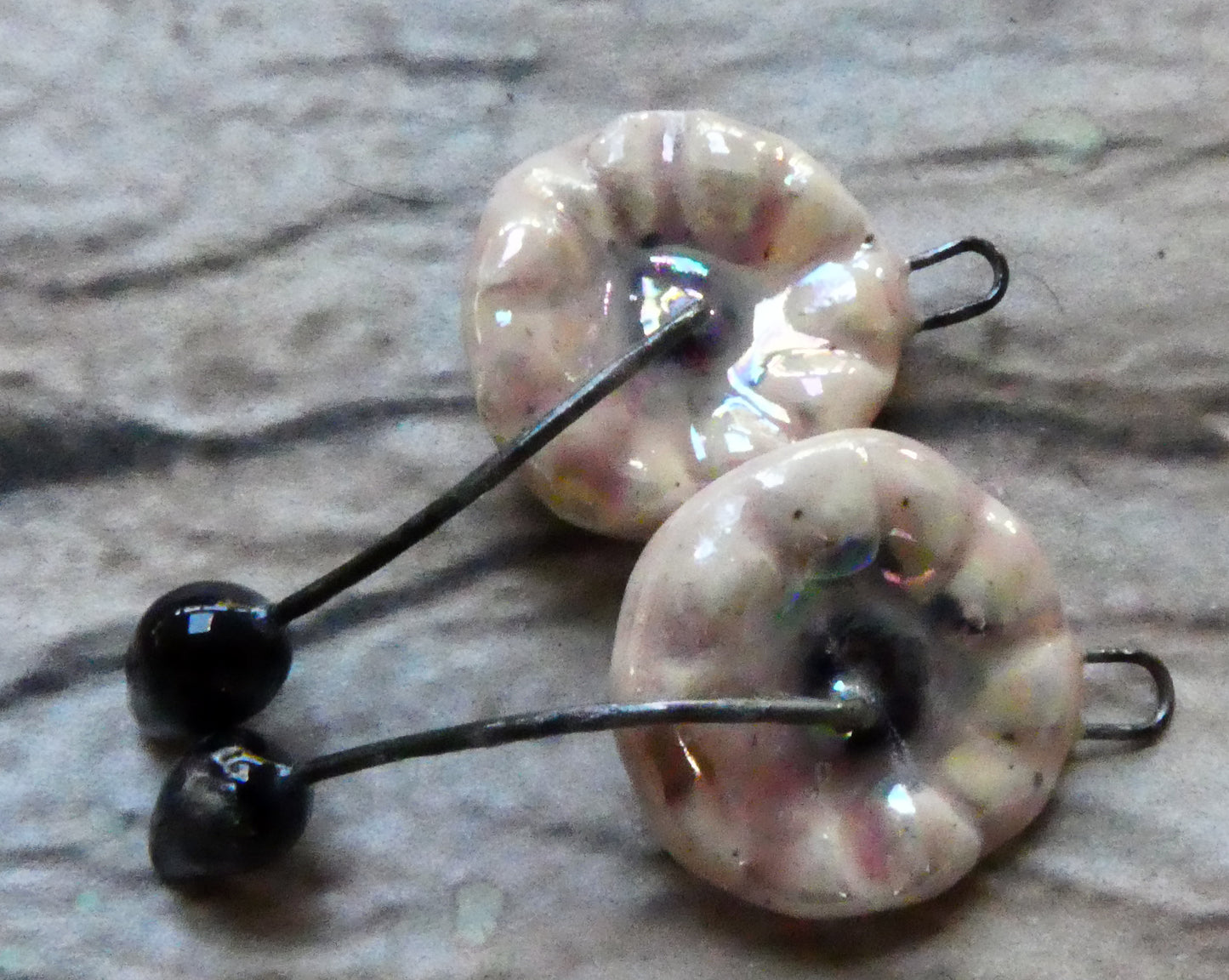 Ceramic Lustrous Hibiscus Flower Earring Charms - Pink Plum