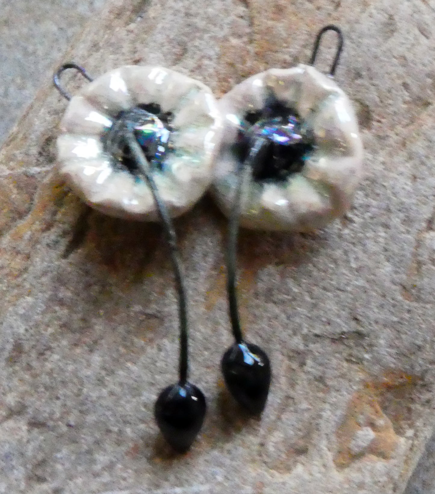 Ceramic Lustrous Hibiscus Flower Earring Charms - Orchid