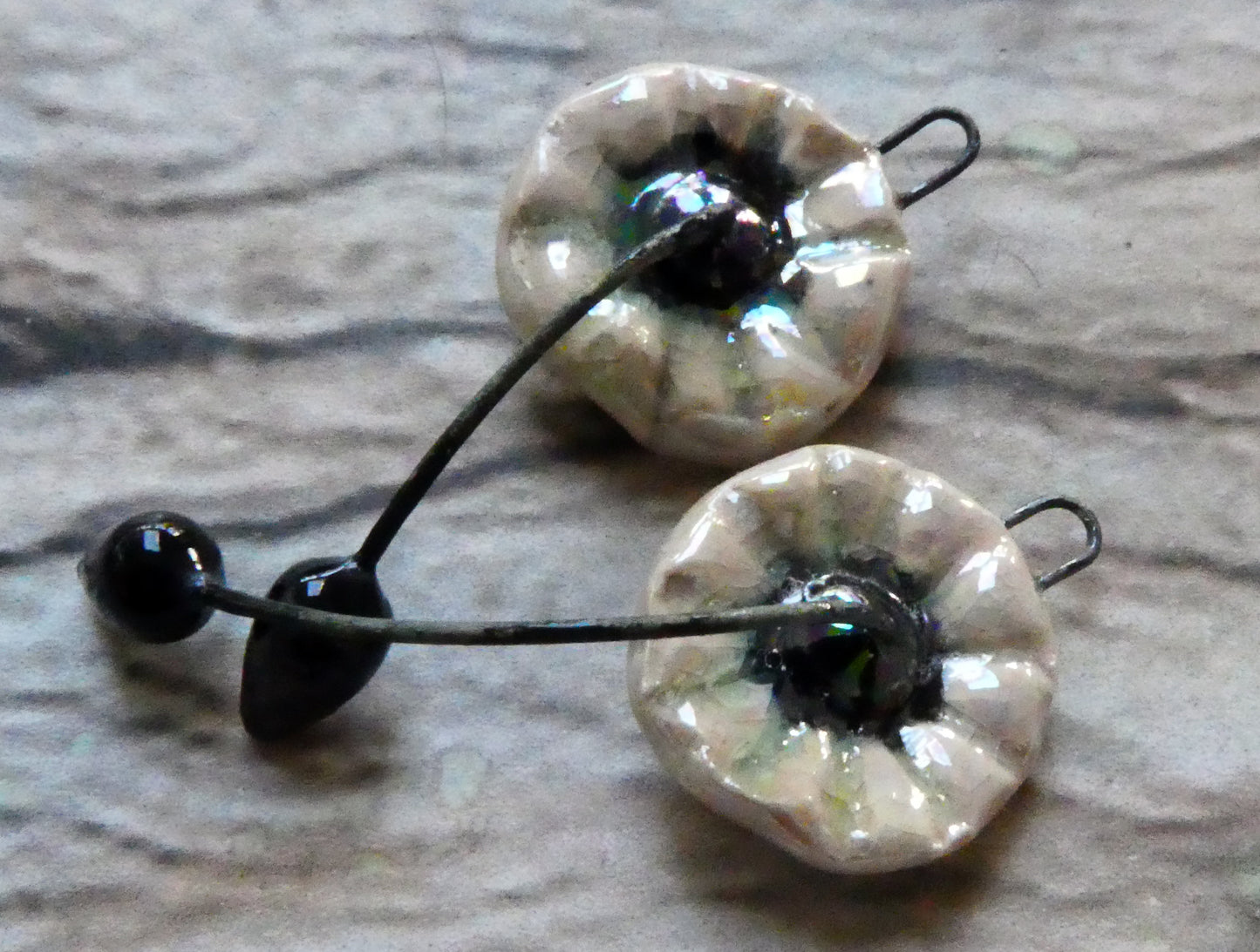 Ceramic Lustrous Hibiscus Flower Earring Charms - Orchid
