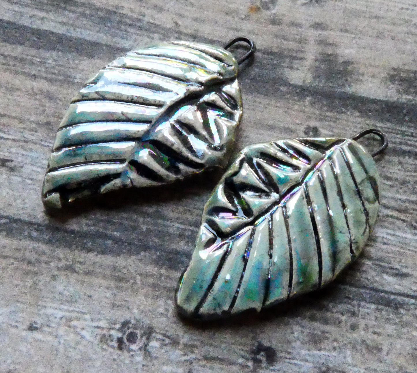 Ceramic Lustrous Nautilus Wing Charms #3