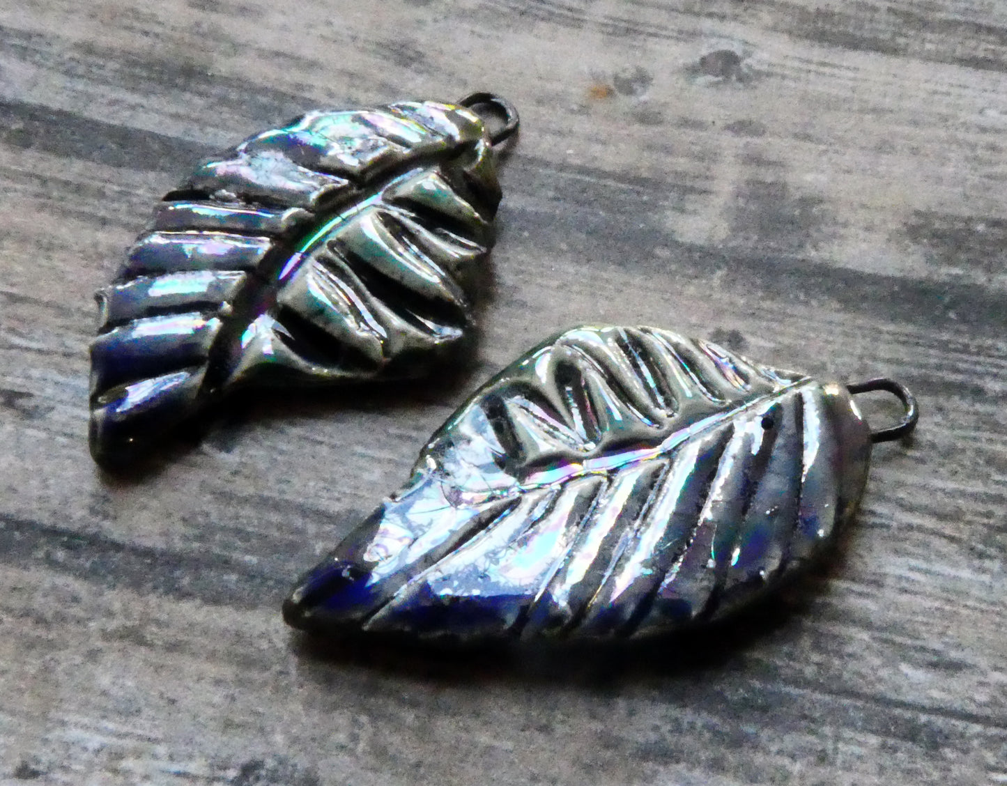 Ceramic Lustrous Nautilus Wing Charms #4