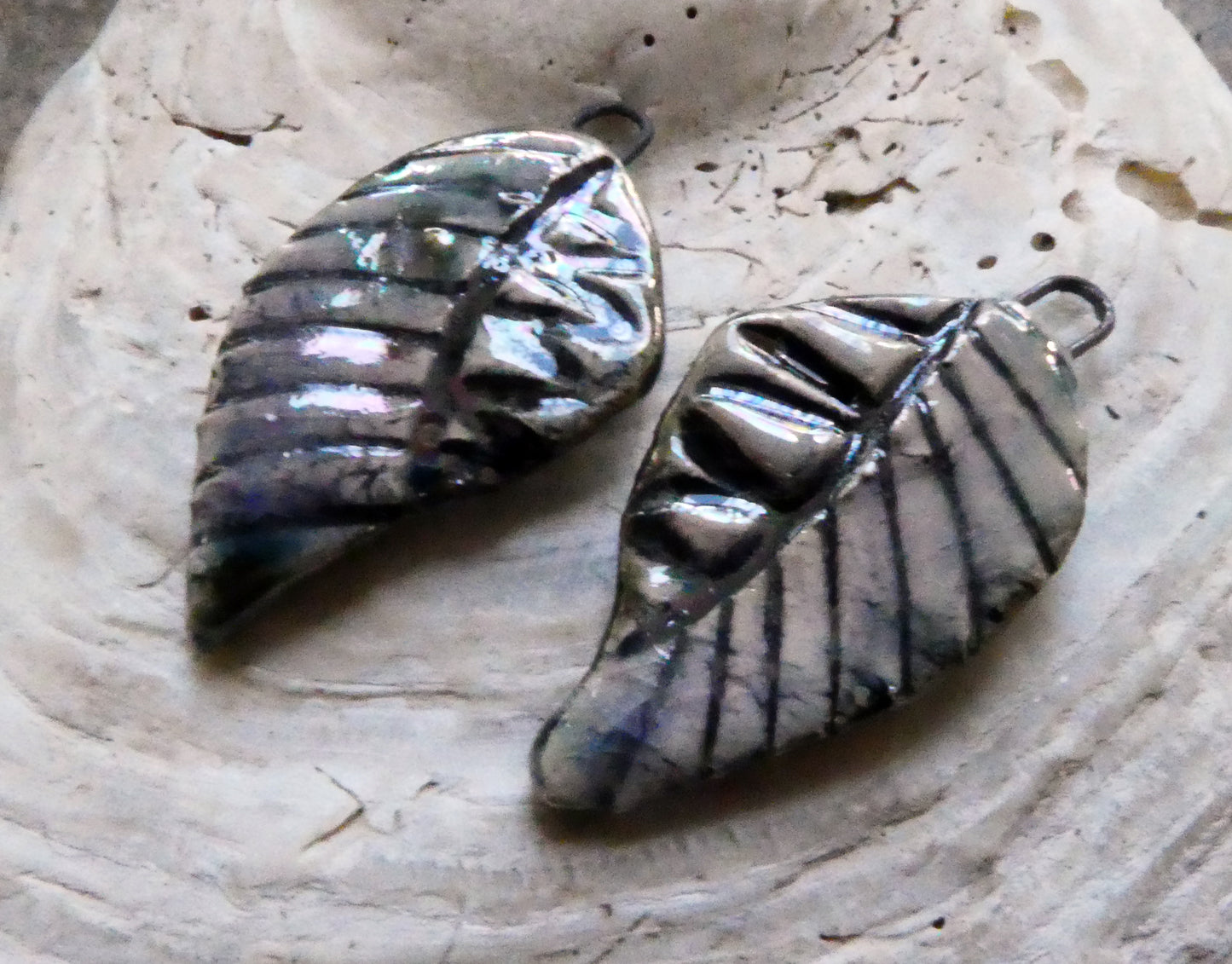 Ceramic Lustrous Nautilus Wing Charms #5