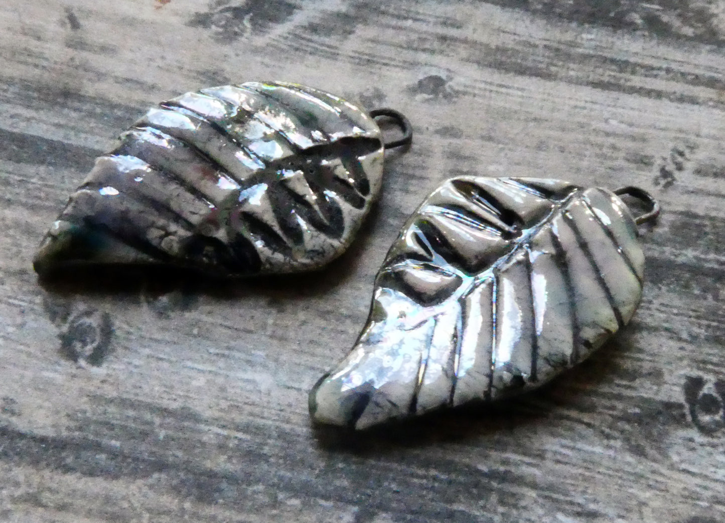 Ceramic Lustrous Nautilus Wing Charms #5