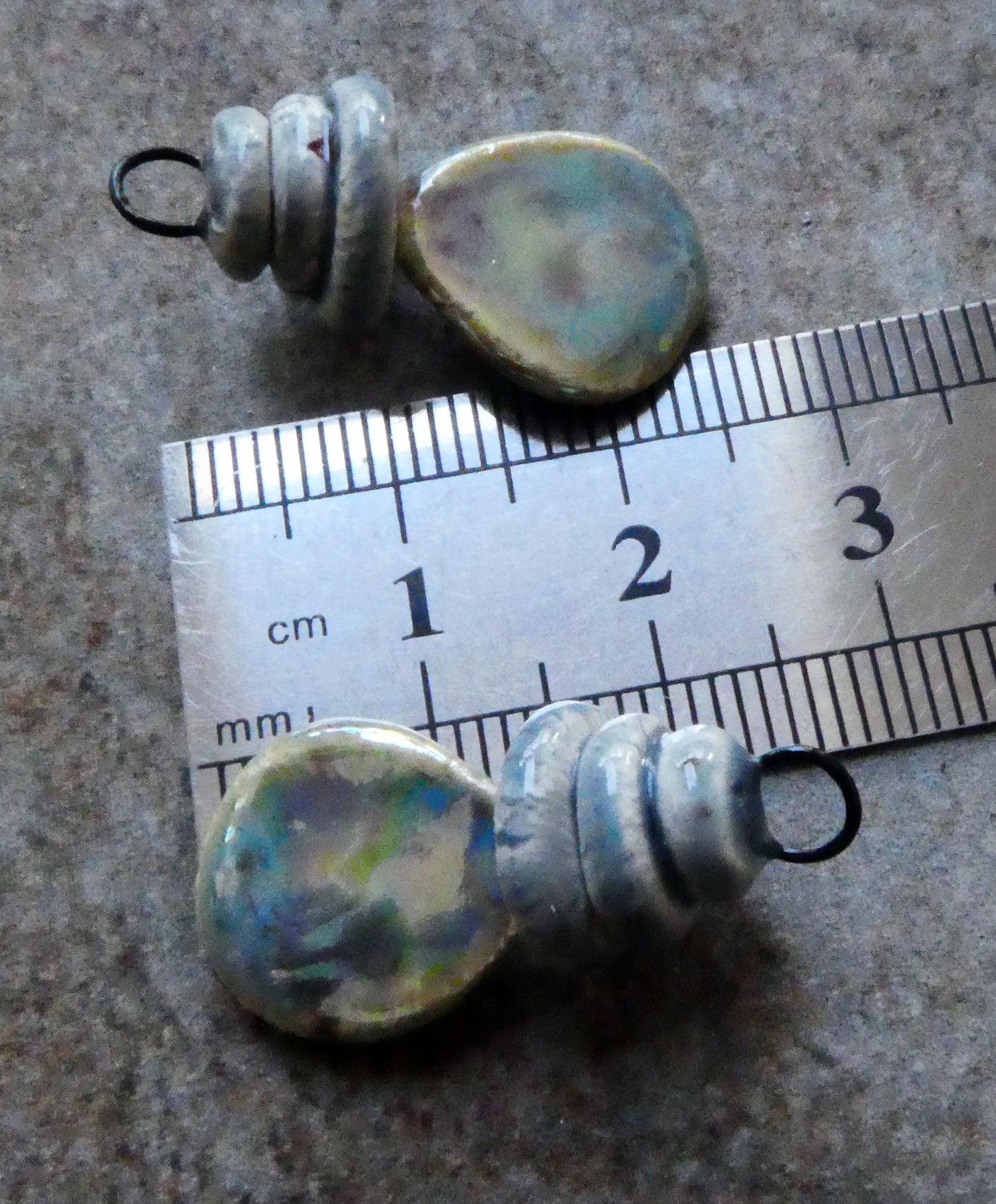 Ceramic Lustrous Pebble and Shell Charms - Blue Agate