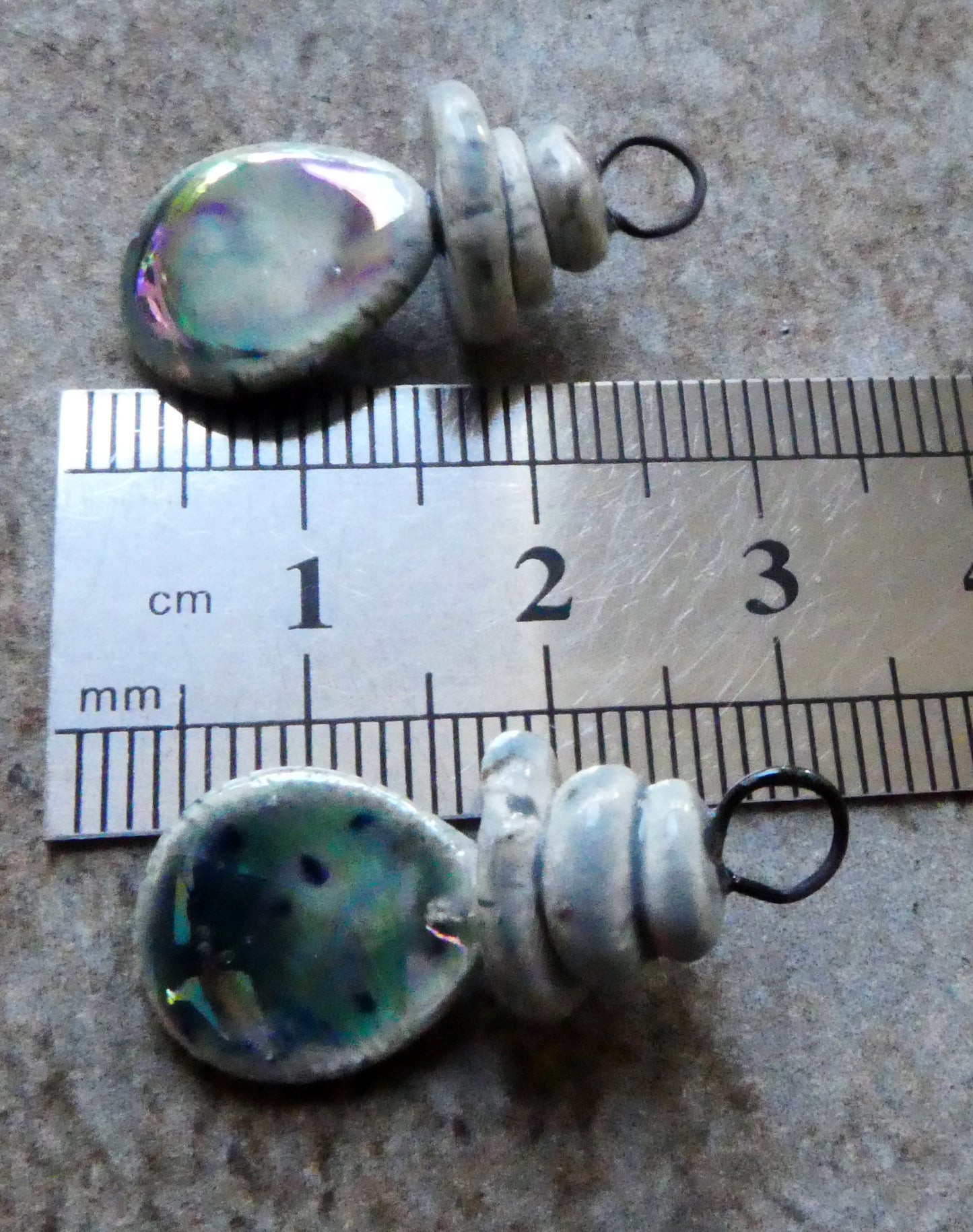Ceramic Lustrous Pebble and Shell Charms - Sea Urchin