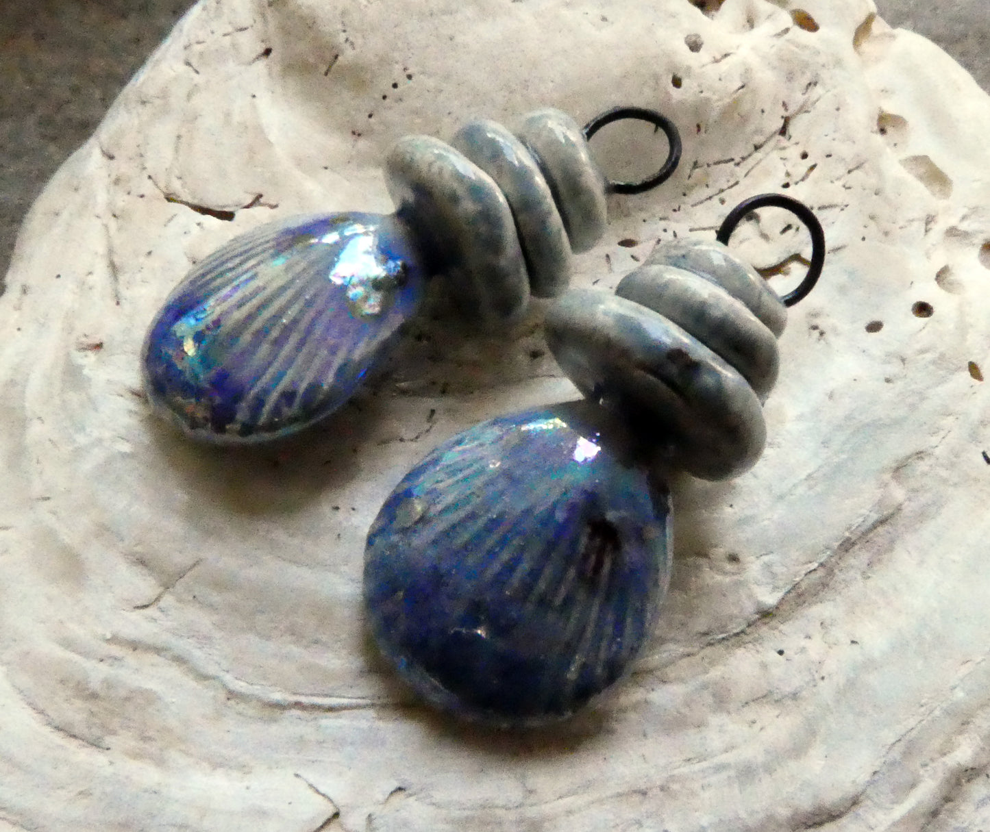 Ceramic Lustrous Pebble and Shell Charms - Sky Diamonds