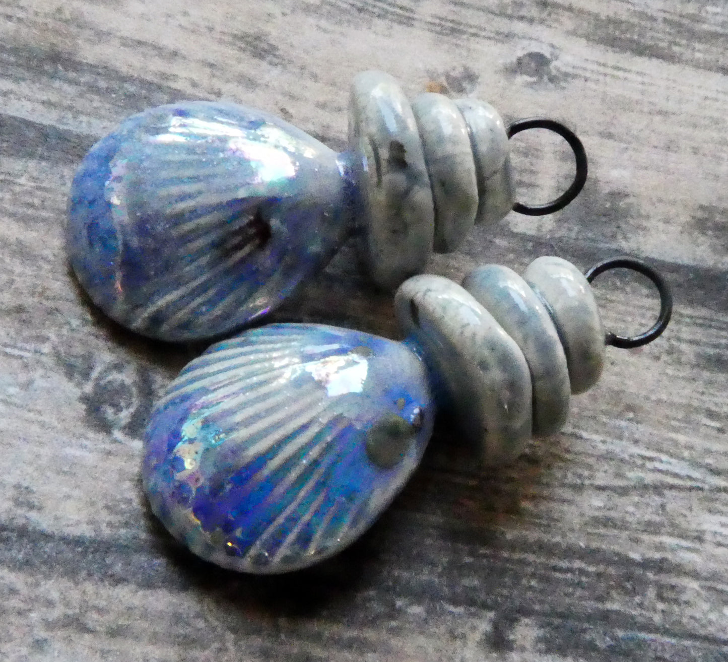 Ceramic Lustrous Pebble and Shell Charms - Sky Diamonds