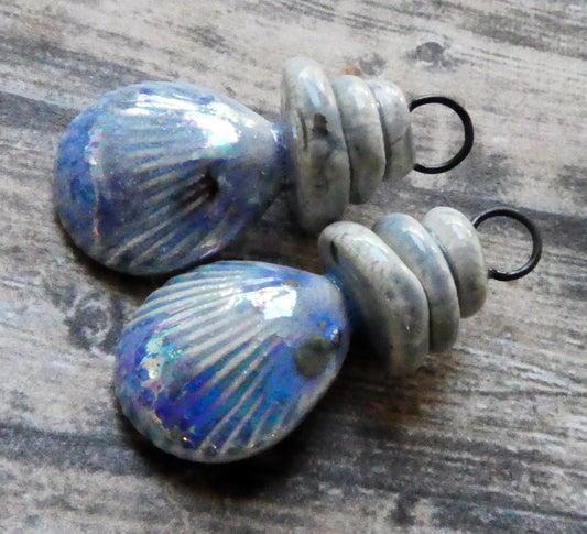 Ceramic Lustrous Pebble and Shell Charms - Sky Diamonds
