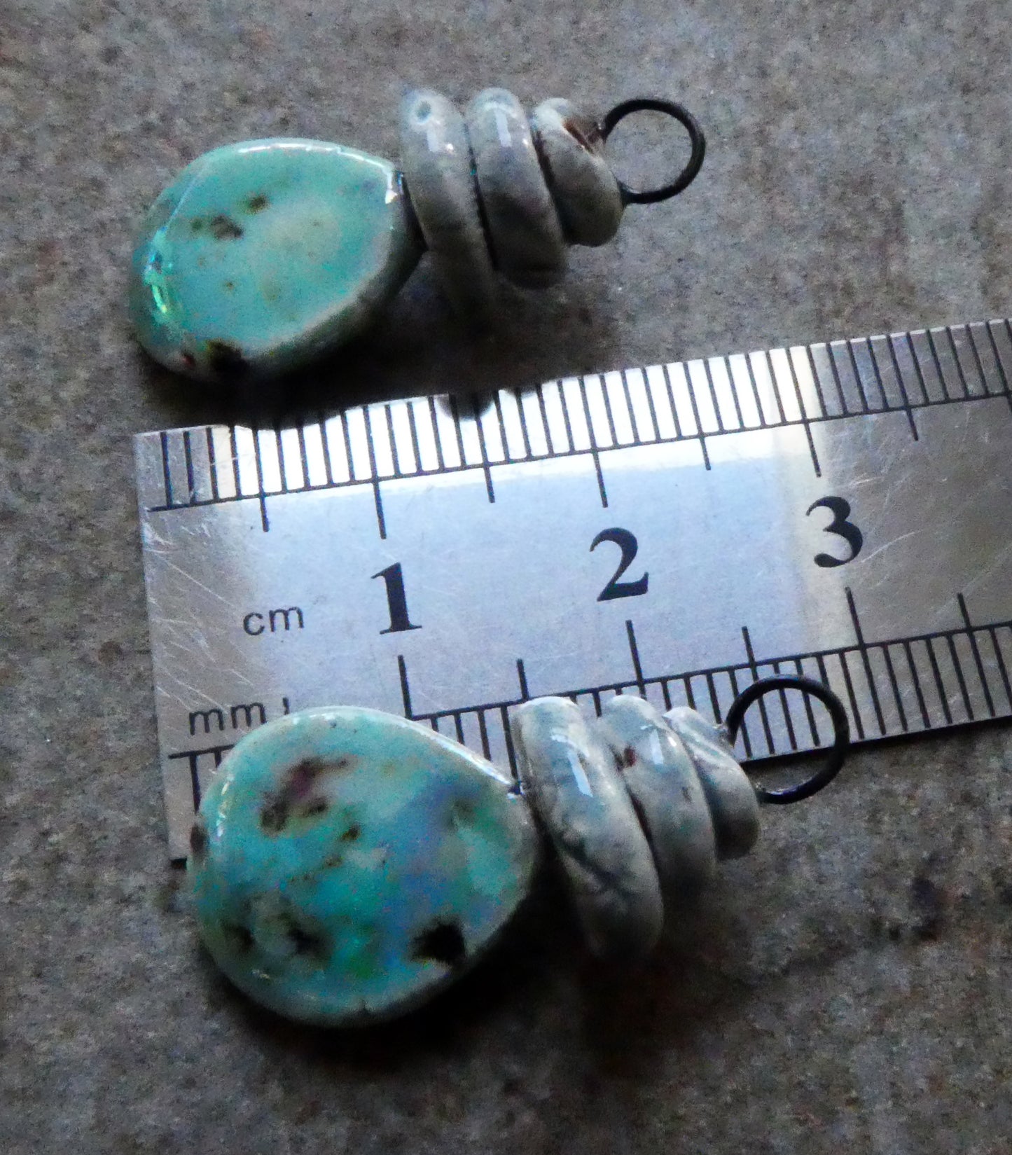 Ceramic Lustrous Pebble and Shell Charms - Blue Guppy