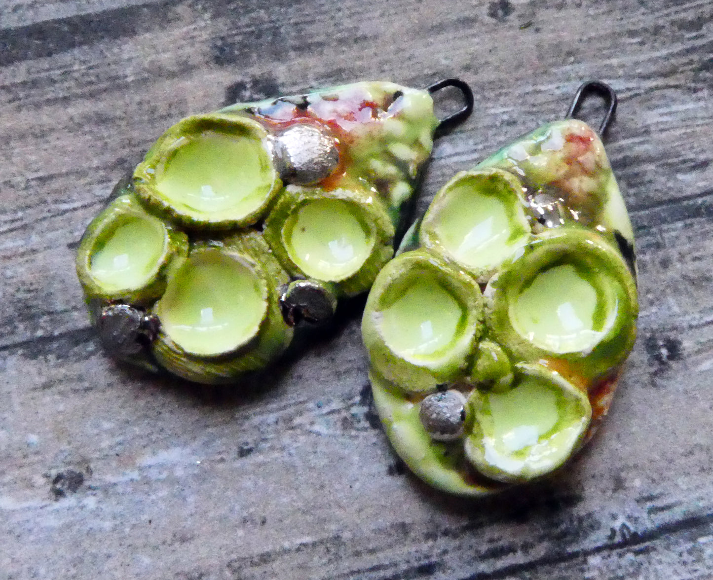 Ceramic Lichen Slice Charms - Mixed Melon