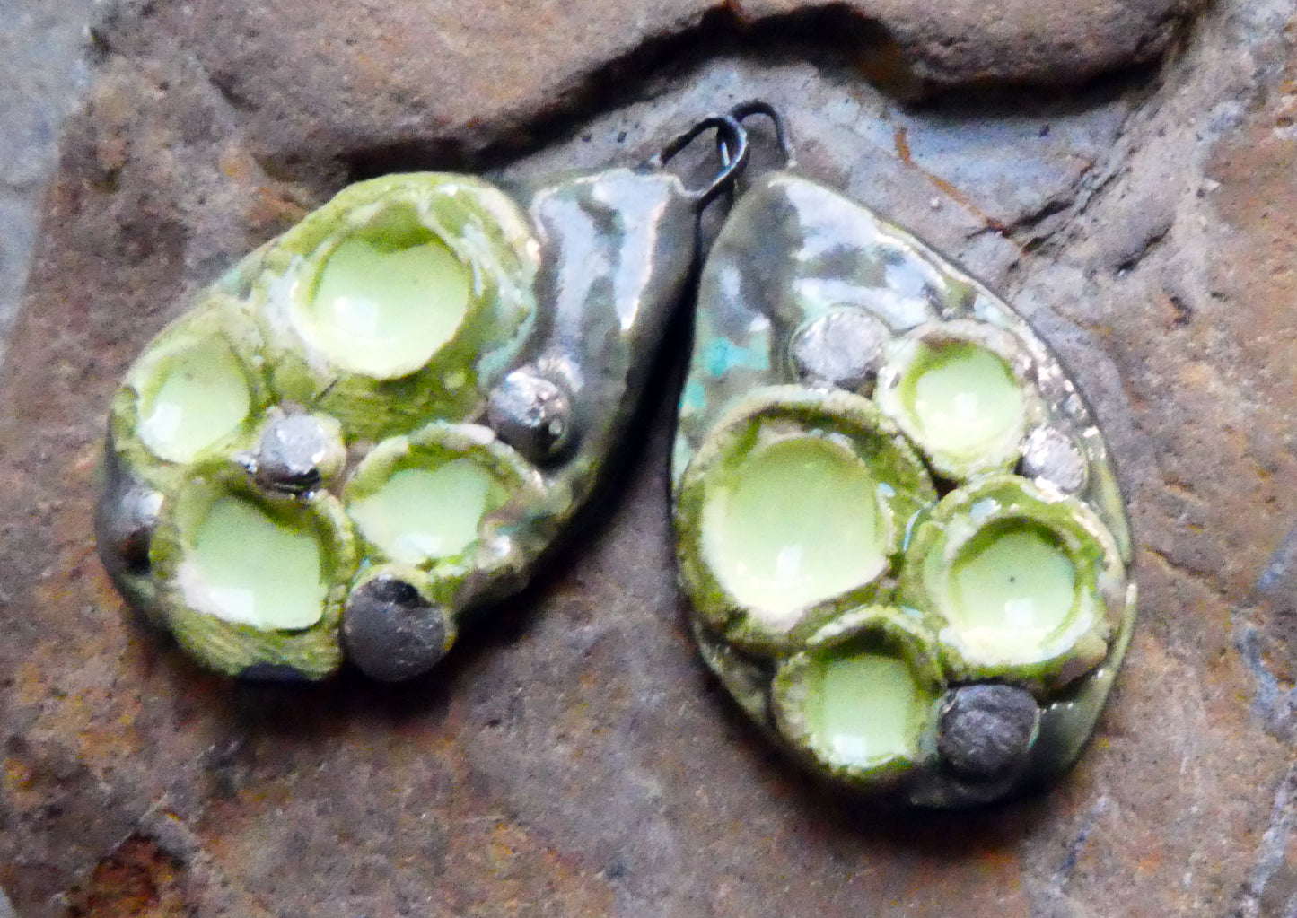 Ceramic Lichen Slice Charms - Supernova