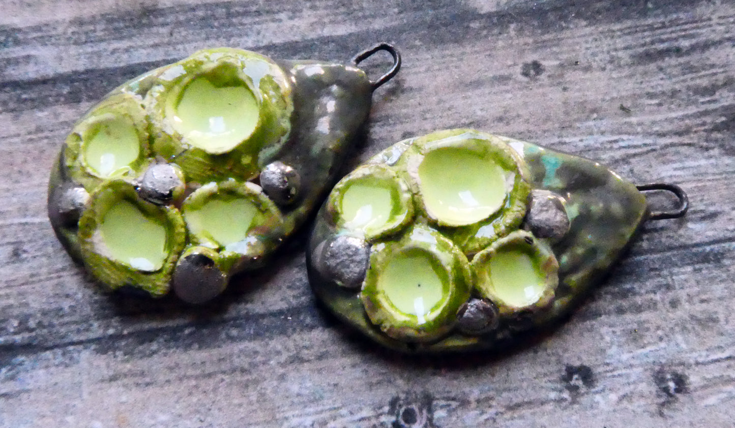 Ceramic Lichen Slice Charms - Supernova