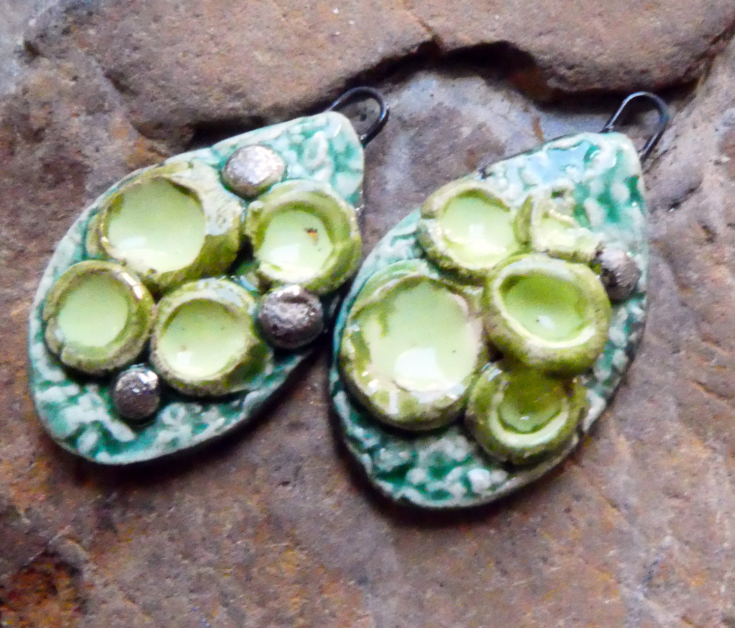 Ceramic Lichen Slice Charms -Algae Bloom
