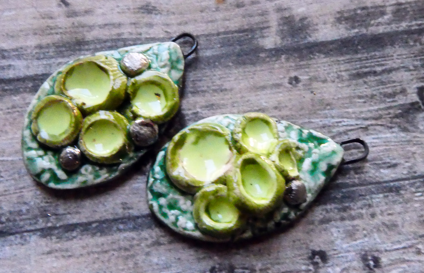 Ceramic Lichen Slice Charms -Algae Bloom