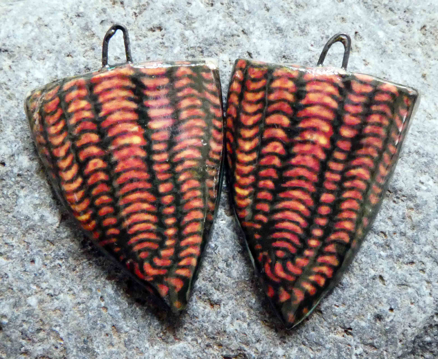 Ceramic Decal Tapa Shield Earring Charms #4