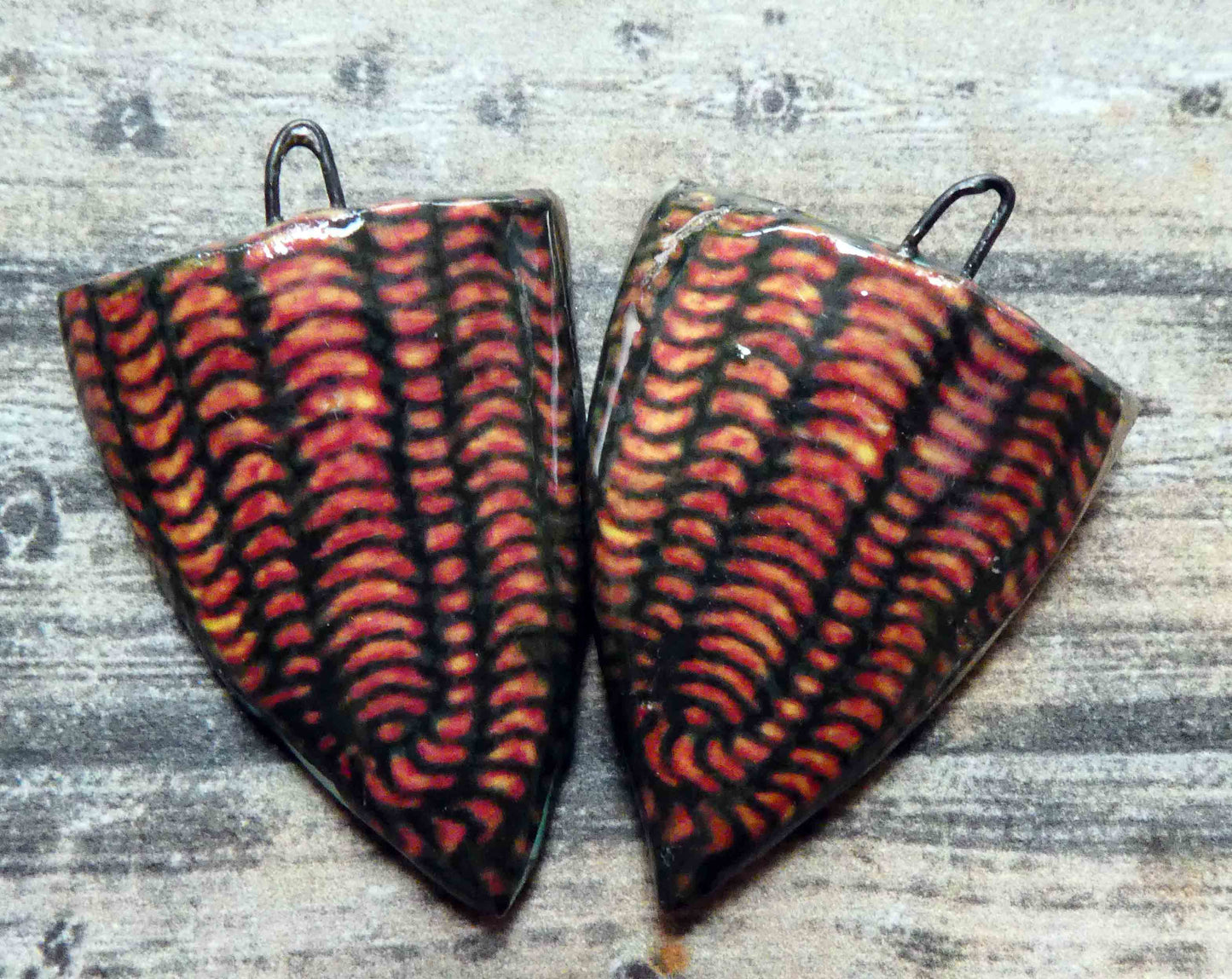 Ceramic Decal Tapa Shield Earring Charms #4