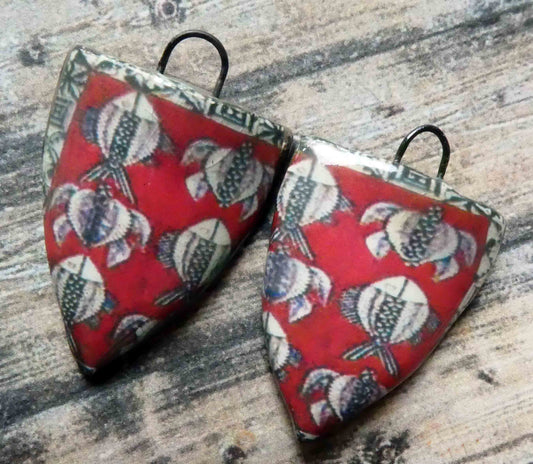 Ceramic Decal Tapa Shield Earring Charms #5