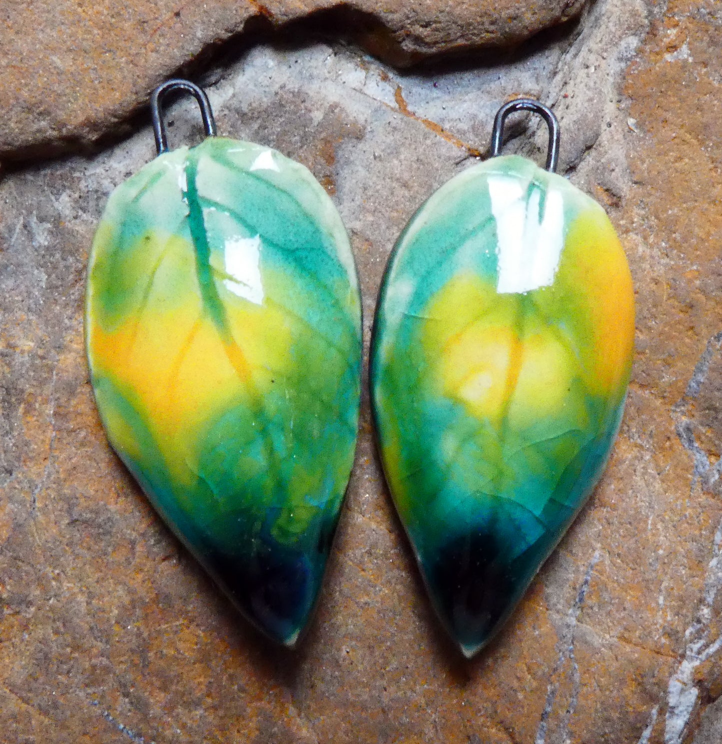 Ceramic Super Slim Spring Leaf Earring Charms #14