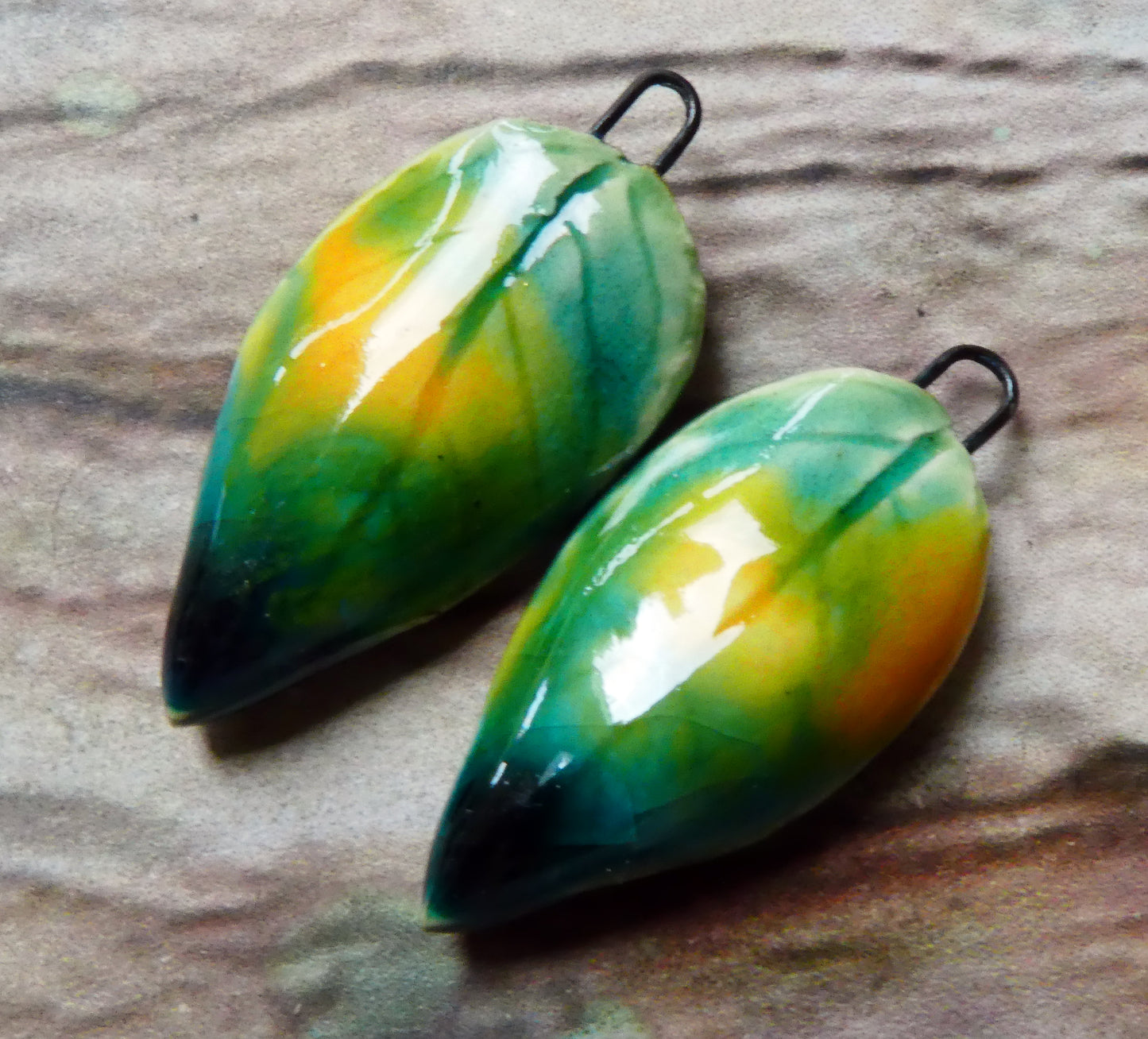 Ceramic Super Slim Spring Leaf Earring Charms #14