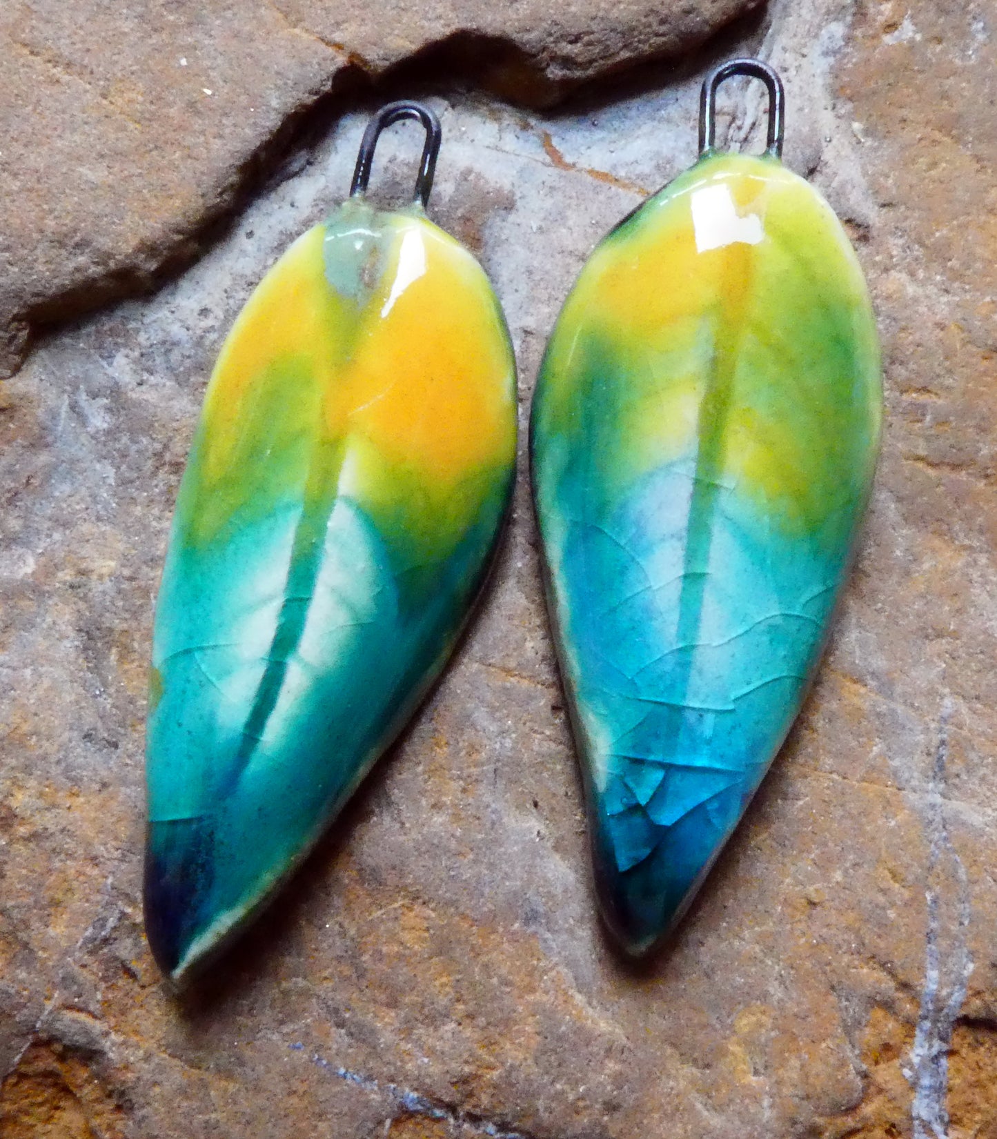 Ceramic Super Slim Spring Leaf Earring Charms #15