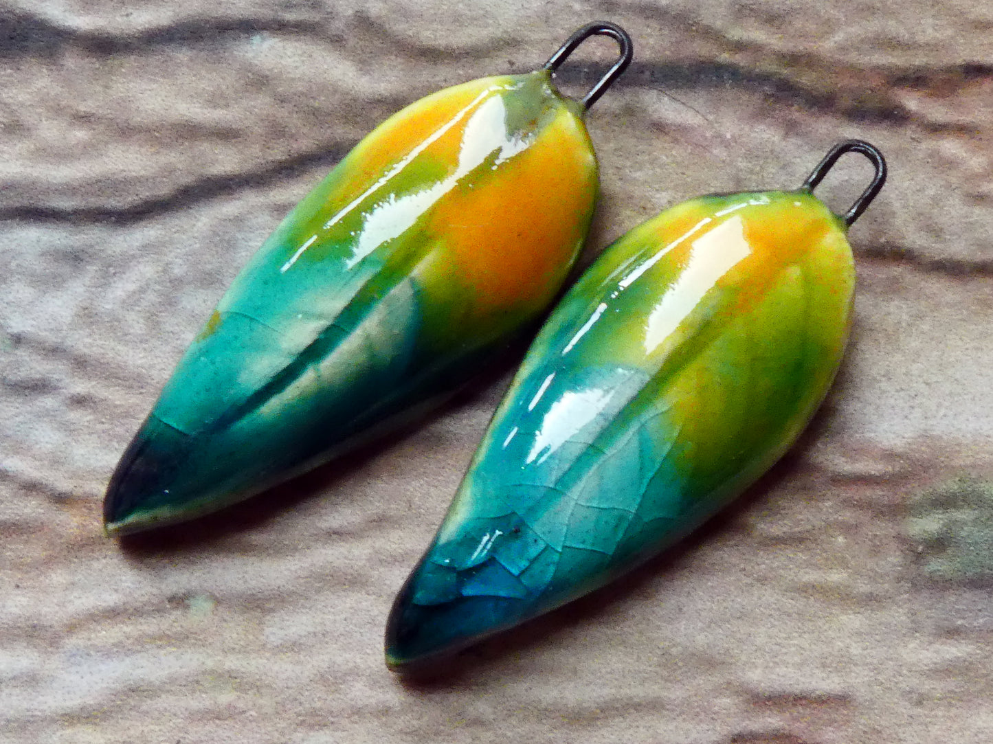 Ceramic Super Slim Spring Leaf Earring Charms #15