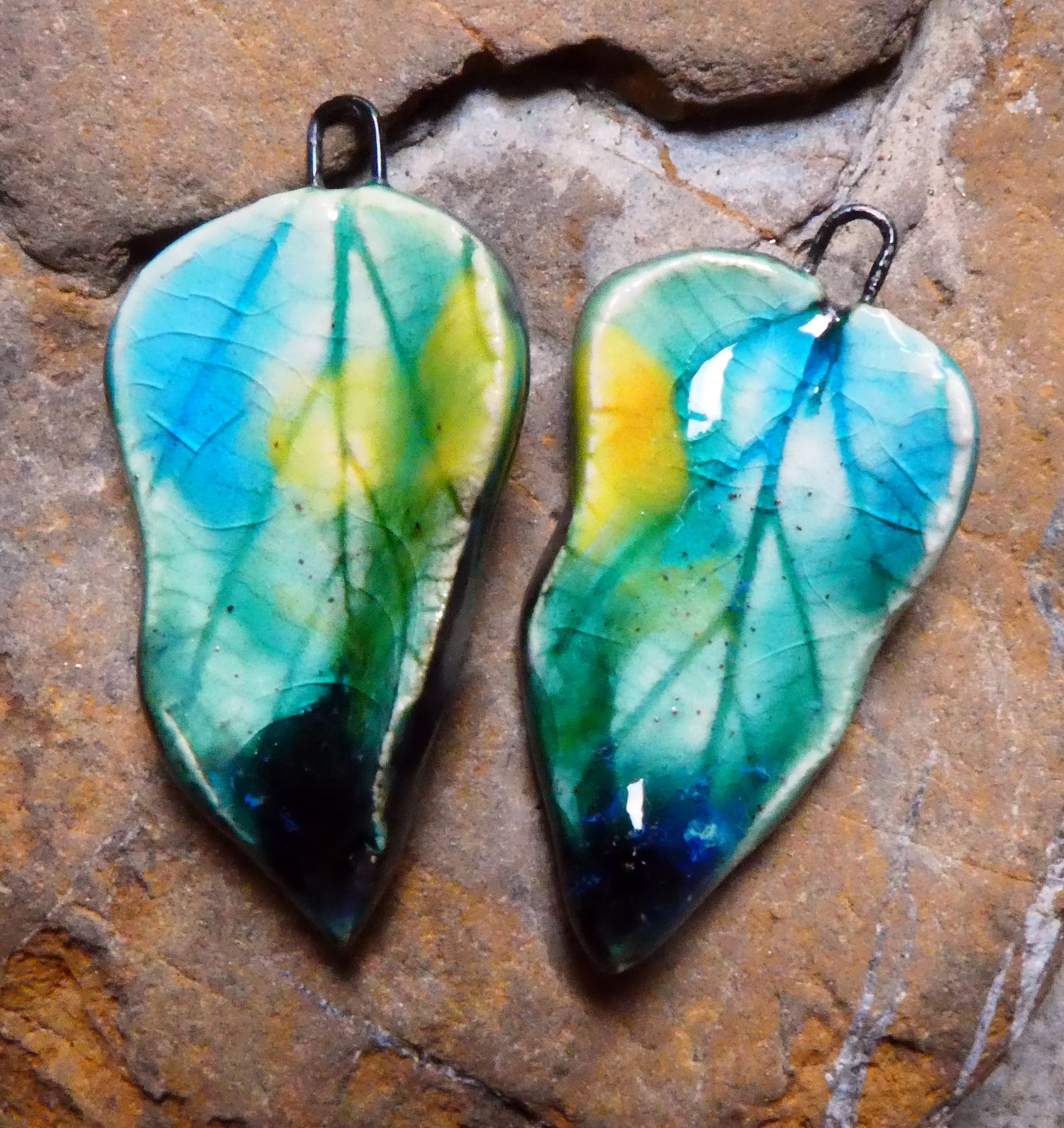 Ceramic Super Slim Spring Leaf Earring Charms #18