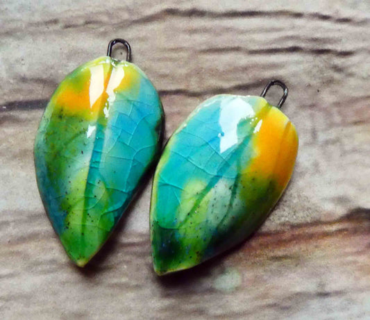 Ceramic Super Slim Spring Leaf Earring Charms #19