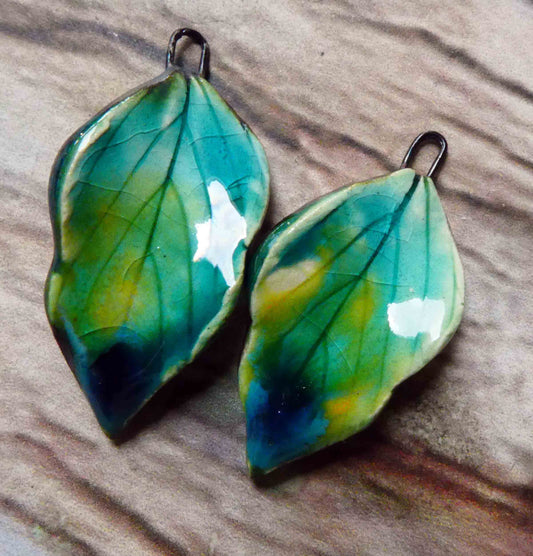 Ceramic Super Slim Spring Leaf Earring Charms #20