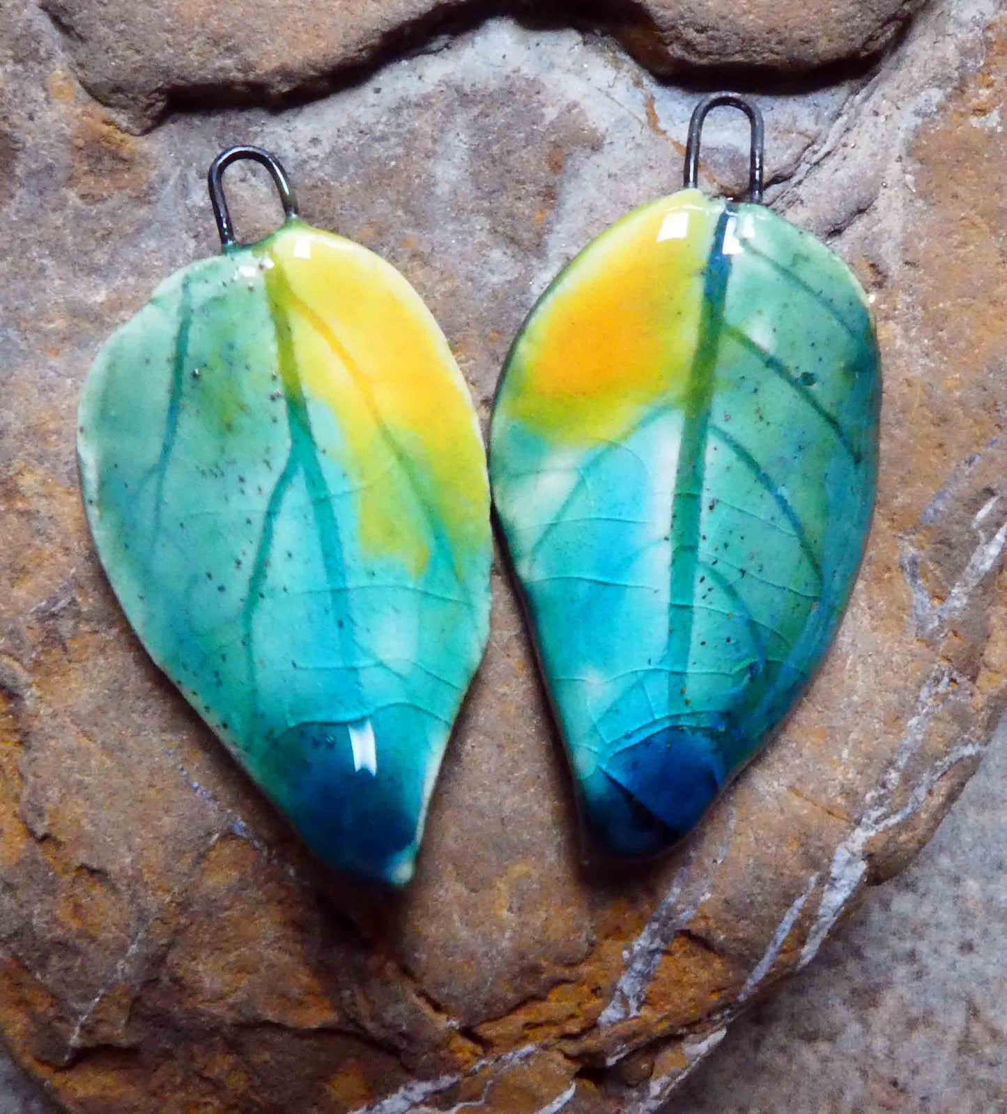 Ceramic Super Slim Spring Leaf Earring Charms #21