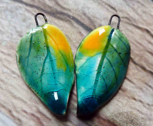 Ceramic Super Slim Spring Leaf Earring Charms #21