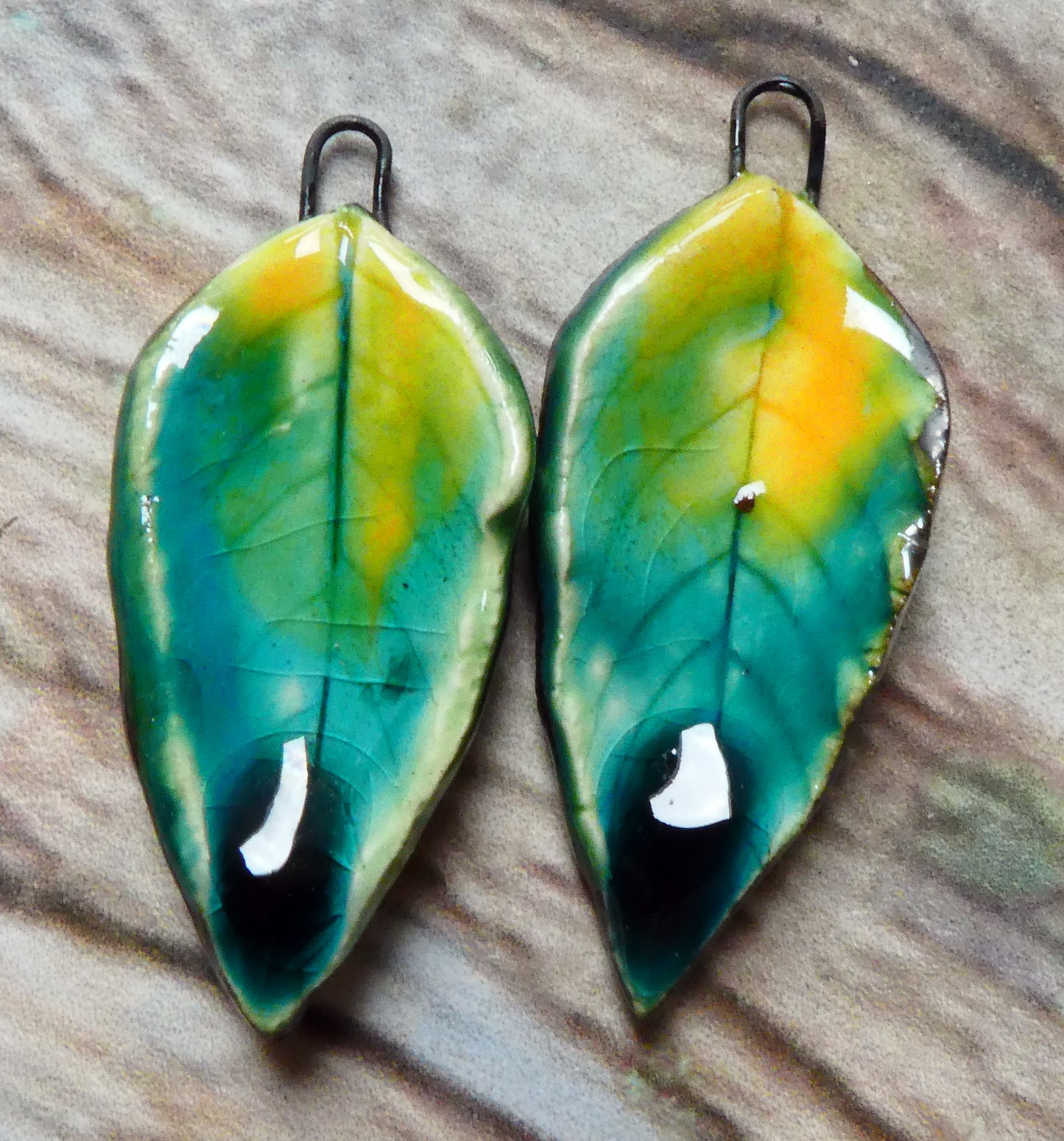 Ceramic Super Slim Spring Leaf Earring Charms #23