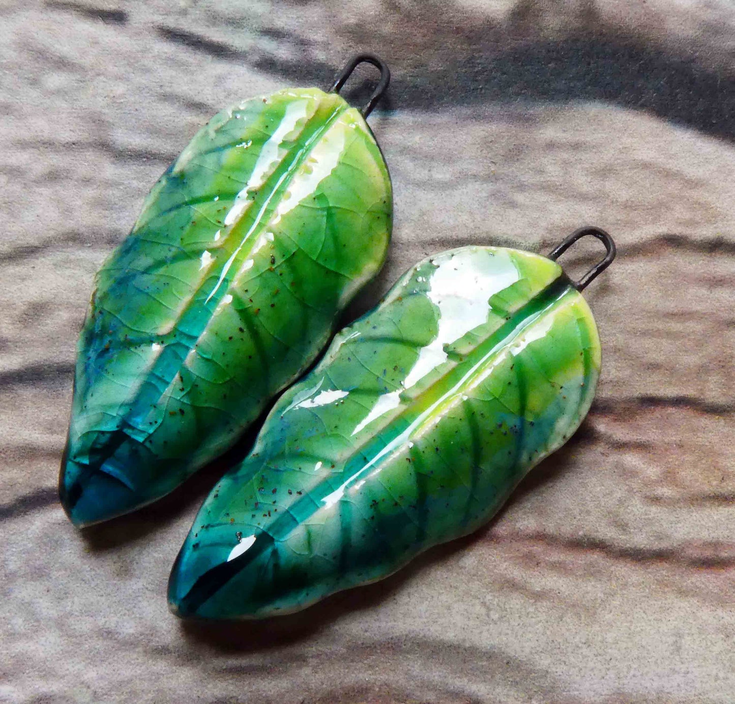 Ceramic Super Slim Spring Leaf Earring Charms #25