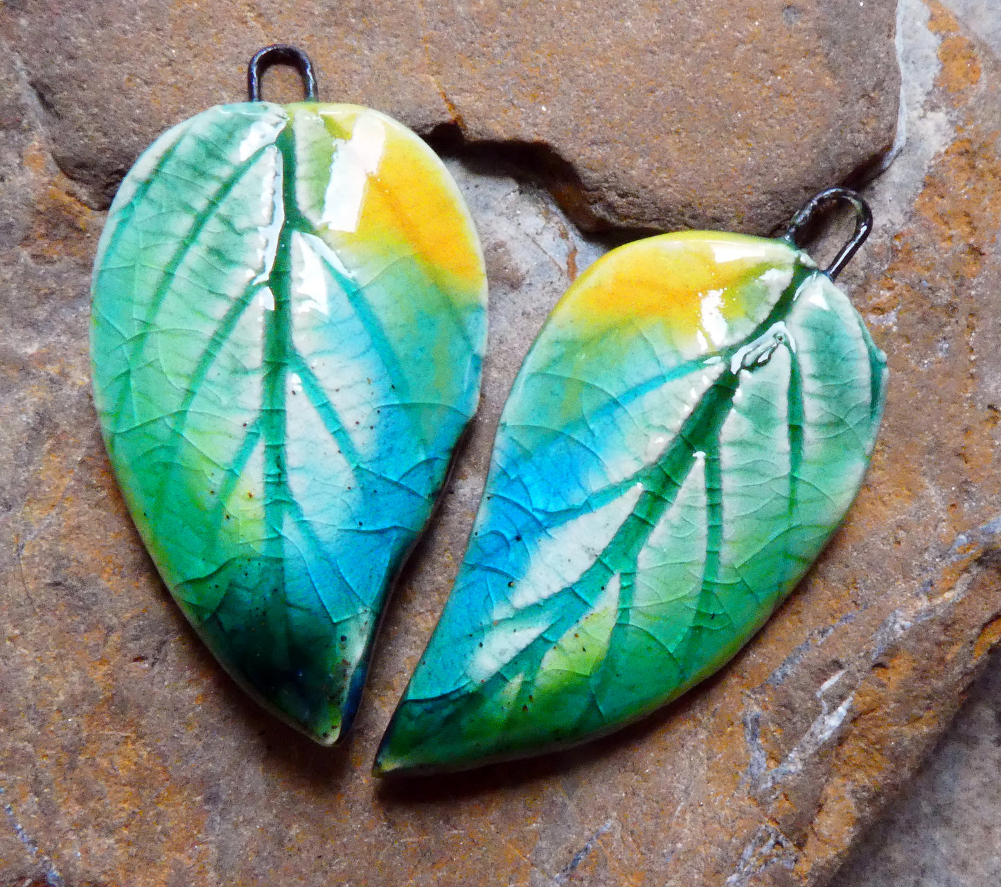 Ceramic Super Slim Spring Leaf Earring Charms #27