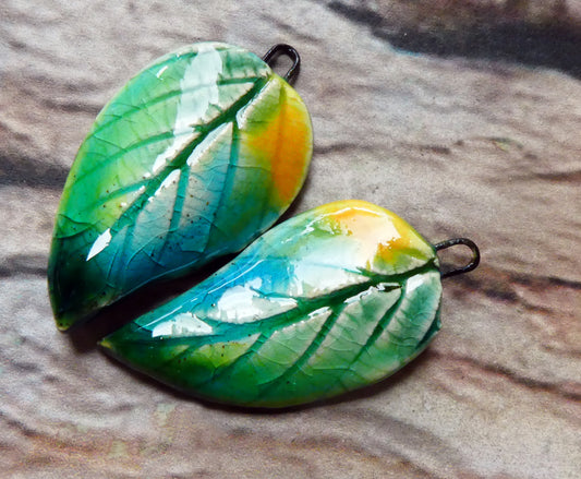 Ceramic Super Slim Spring Leaf Earring Charms #27