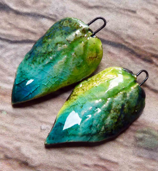Ceramic Super Slim Spring Leaf Earring Charms #28
